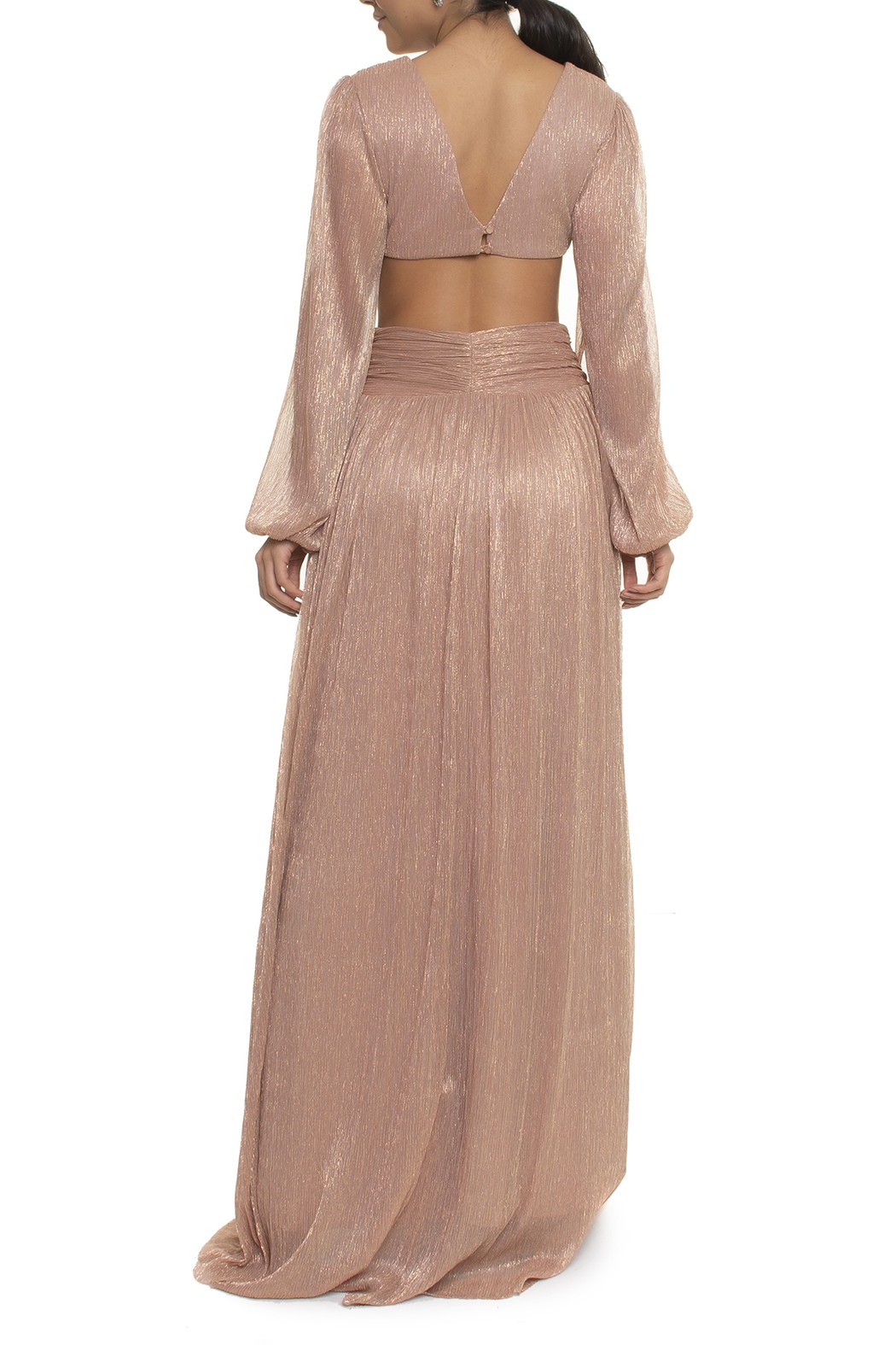 Vestido midi lurex rosa